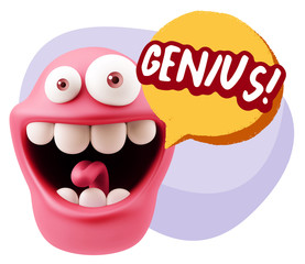 3d Illustration Laughing Character Emoji Expression saying Geniu