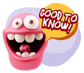 3d Illustration Laughing Character Emoji Expression saying Good