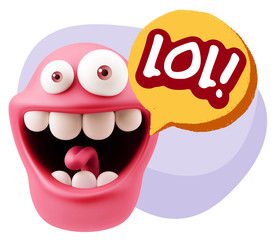 3d Illustration Laughing Character Emoji Expression saying Lol w