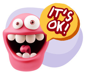 3d Illustration Laughing Character Emoji Expression saying It's