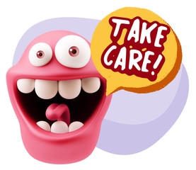 3d Illustration Laughing Character Emoji Expression saying Take