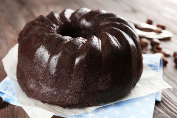 Chocolate muffin cake, on the table