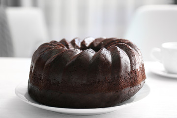 Chocolate muffin cake, on the table