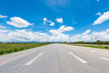 country road with blue sky in thailand