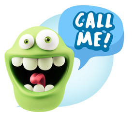 3d Illustration Laughing Character Emoji Expression saying Call