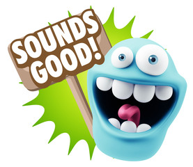 3d Illustration Laughing Character Emoji Expression saying Sound