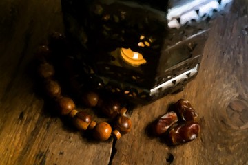 Ramadan traditional islam digital art painting from photo. Big strokes when zoom.