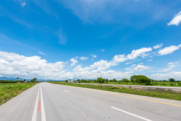 country road with blue sky in thailand