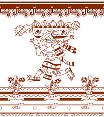 aztec cacao bean, leaves, nibs, pattern on brown color