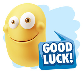 3d Illustration Laughing Character Emoji Expression saying Good