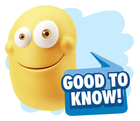 3d Illustration Laughing Character Emoji Expression saying Good