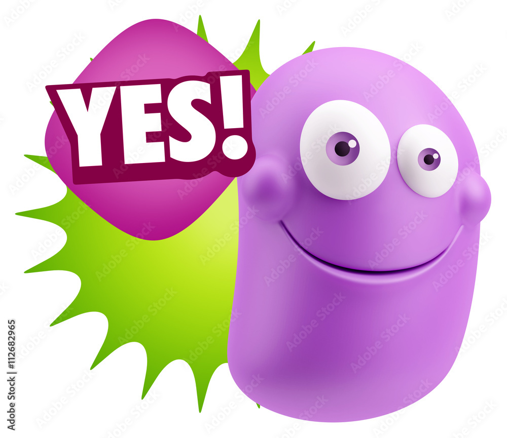Fototapete 3d Rendering Smile Character Emoticon Expression saying Yes with