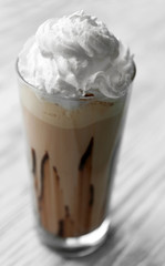 Fresh milk cocktail on wooden background