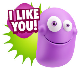 3d Illustration Laughing Character Emoji Expression saying I Lik