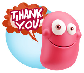 3d Illustration Laughing Character Emoji Expression saying Thank