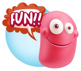 3d Illustration Laughing Character Emoji Expression saying Fun w