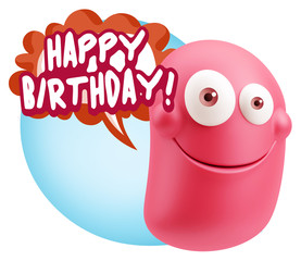 3d Rendering Smile Character Emoticon Expression saying Happy Bi