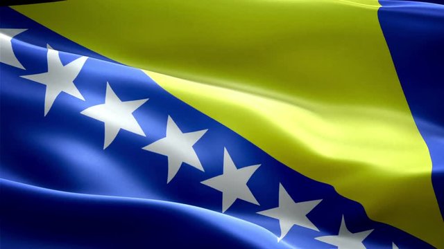 Bosnia-Herzegovina, national flag. Infinite loop. New effect and different lightining.