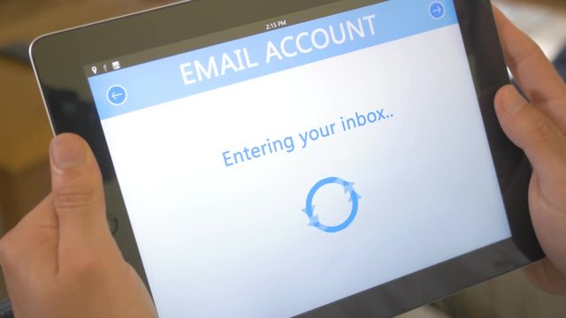 Login security chek into a email message application on iPad tablet