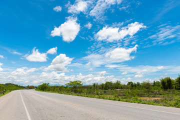 country road with blue sky in thailand