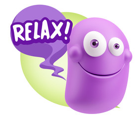 3d Rendering Smile Character Emoticon Expression saying Relax wi