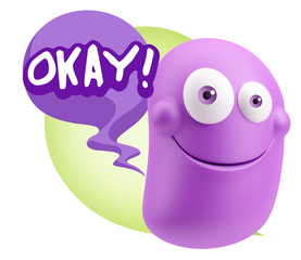 3d Illustration Laughing Character Emoji Expression saying Okay