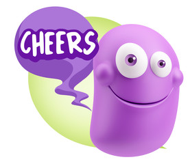 3d Rendering Smile Character Emoticon Expression saying Cheers w