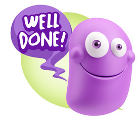 3d Rendering Smile Character Emoticon Expression saying Well Don