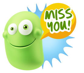 3d Illustration Laughing Character Emoji Expression saying Miss