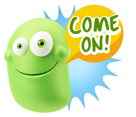 3d Illustration Laughing Character Emoji Expression saying Come