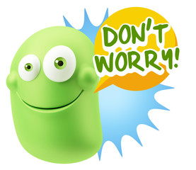 3d Rendering Smile Character Emoticon Expression saying Dont Wor