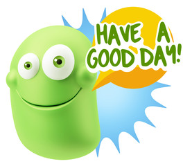 3d Rendering Smile Character Emoticon Expression saying Have A G