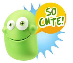 3d Illustration Laughing Character Emoji Expression saying So Cu
