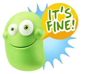 3d Illustration Laughing Character Emoji Expression saying It's