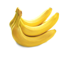 Fresh ripe bananas on white background