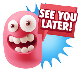 3d Illustration Laughing Character Emoji Expression saying See Y