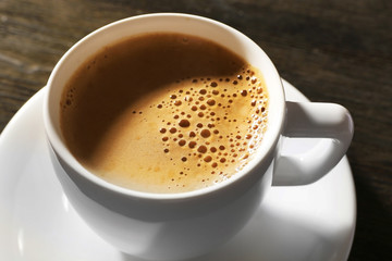 Cup of fresh coffee, closeup