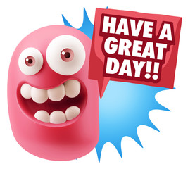 3d Rendering Smile Character Emoticon Expression saying Have A G