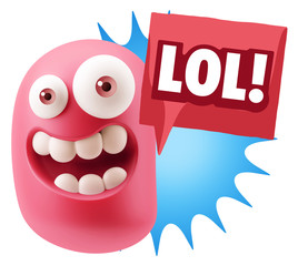 3d Illustration Laughing Character Emoji Expression saying Lol w