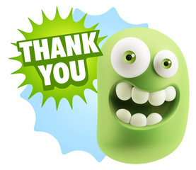 3d Illustration Laughing Character Emoji Expression saying Thank