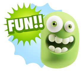 3d Illustration Laughing Character Emoji Expression saying Fun w