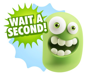 3d Illustration Laughing Character Emoji Expression saying Wait
