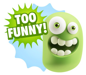 3d Rendering Smile Character Emoticon Expression saying Very Fun