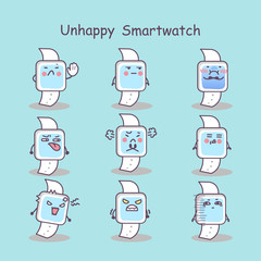Unhappy cartoon smart watch