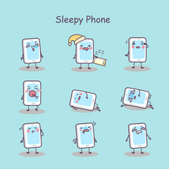 Sleepy cartoon smart phone