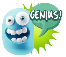 3d Illustration Laughing Character Emoji Expression saying Geniu