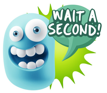 3d Illustration Laughing Character Emoji Expression saying Wait