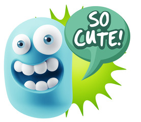 3d Illustration Laughing Character Emoji Expression saying So Cu