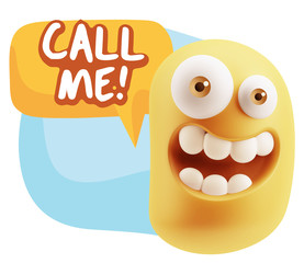 3d Illustration Laughing Character Emoji Expression saying Call