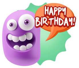 3d Rendering Smile Character Emoticon Expression saying Happy Bi